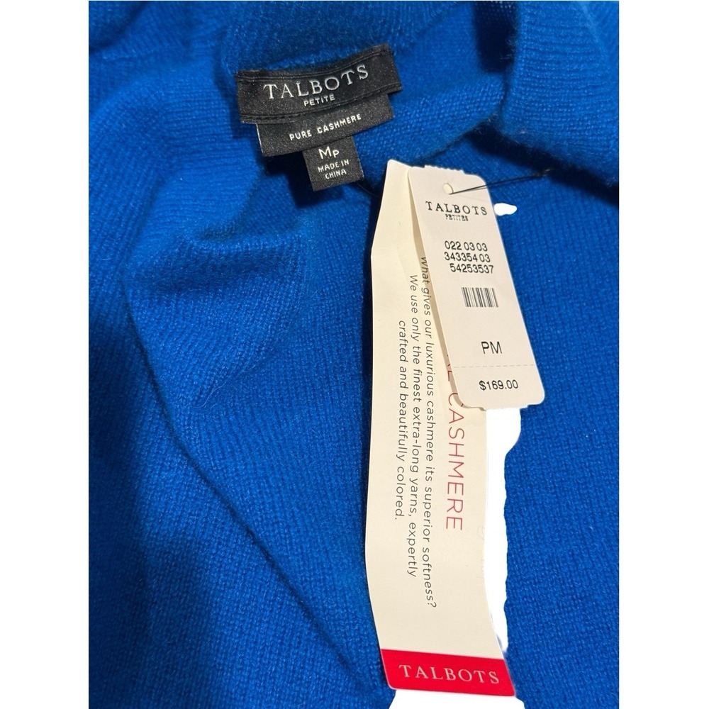 NWT Talbots Petite 100% Cashmere Blue Crew Neck Pullover Sweater PM ECU - Picture 11 of 11